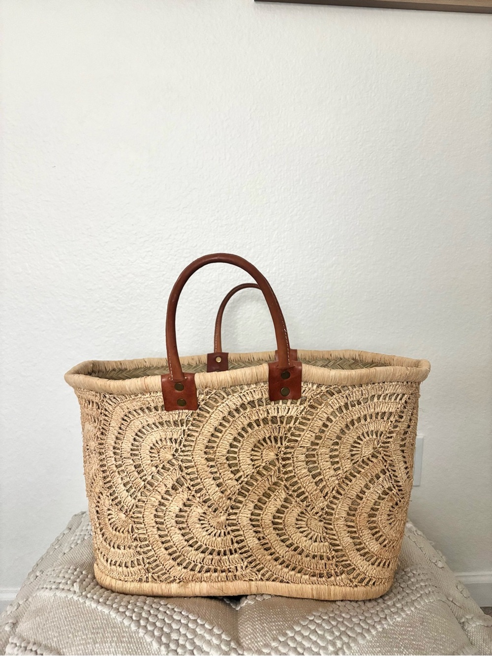 Mar Y Sol Santorini Market Basket Raffia Tote in Natural